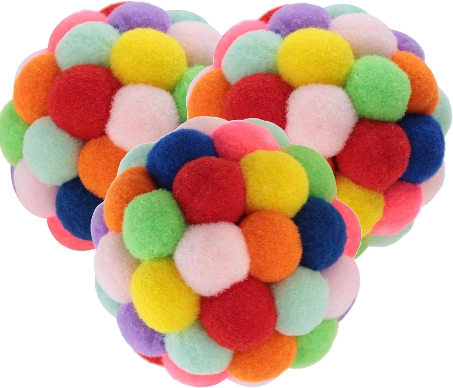 kutkutstyle Toys KUTKUT 5Pcs (4.5cm) Cat Toy Balls with Bell - Round Colorful Cat Ball Toy Built-in Bell Interactive Cat Ball Toy Soft Pompom Balls for Indoor Cats Kitten